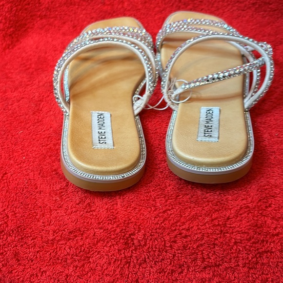 Steve Madden Women’s Size 7 Sandals Slip On Silver Rhinestones Bling - NWOT - Picture 3 of 7